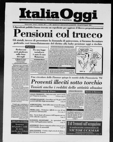 Italia oggi : quotidiano di economia finanza e politica